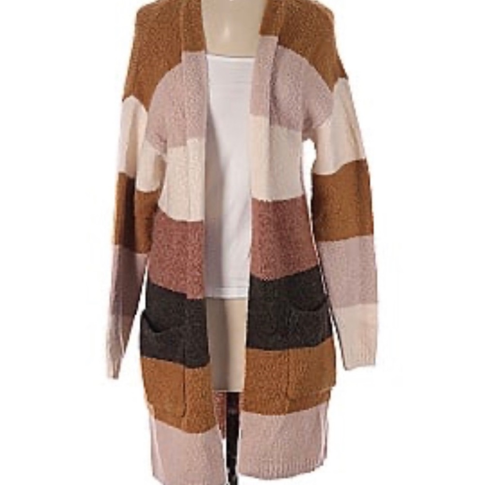 Knox Rose Beige Striped Cardigan
